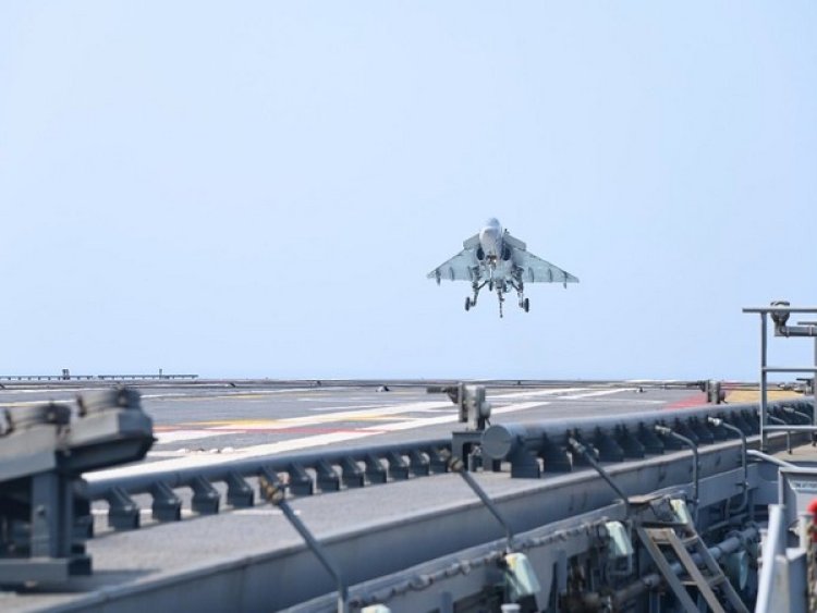 LCA Tejas landing on INS Vikrant